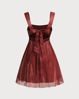 Wine Red Square Neck Slip Mini Dress - Threadford