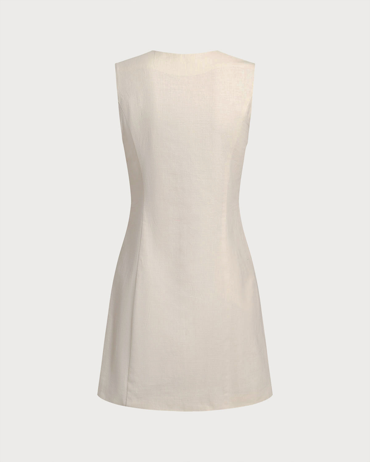 Yellow Round Neck Button Sleeveless Mini Dress - Threadford