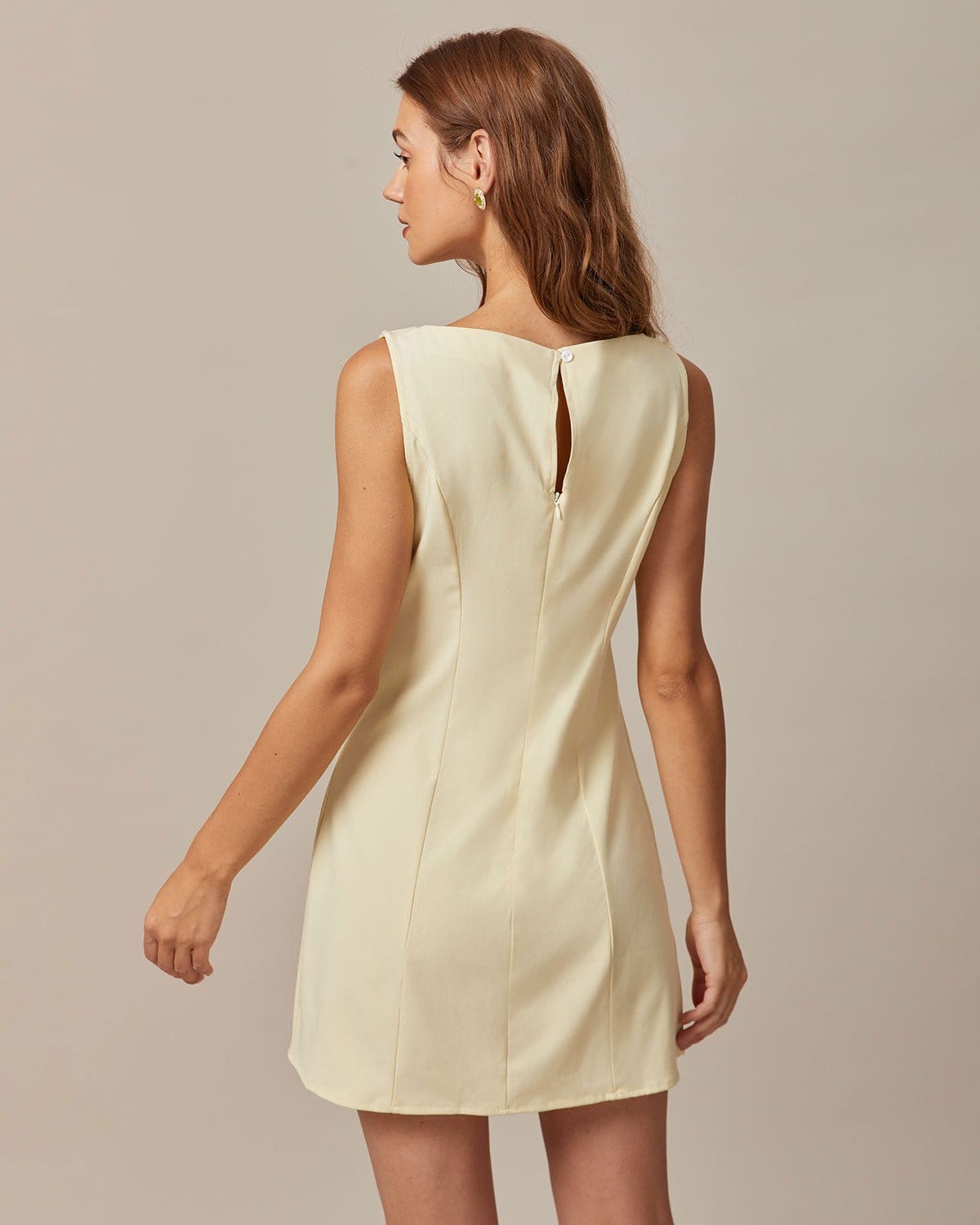 The Yellow Boat Neck Cutout Mini Dress - Threadford