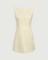 The Yellow Boat Neck Cutout Mini Dress - Threadford