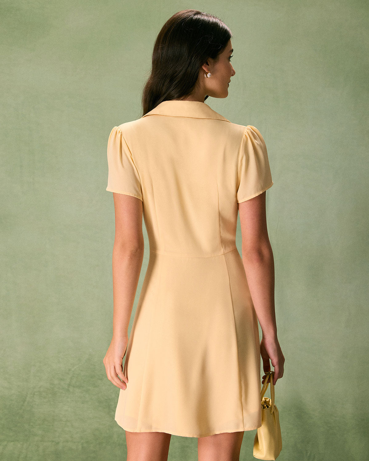 The Yellow Button Down Shirt Mini Dress - Threadford