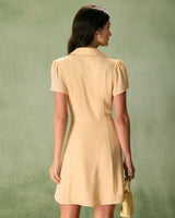 The Yellow Button Down Shirt Mini Dress - Threadford