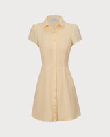 The Yellow Button Down Shirt Mini Dress - Threadford