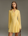 Yellow Bell Sleeve A-Line Mini Dress - Threadford