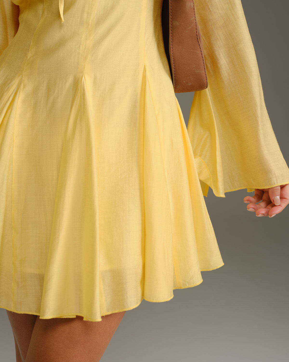 Yellow Bell Sleeve A-Line Mini Dress - Threadford