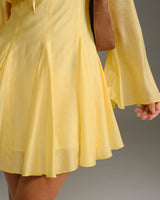 Yellow Bell Sleeve A-Line Mini Dress - Threadford
