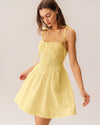 Yellow Ruched Corset Slip Mini Dress - Threadford
