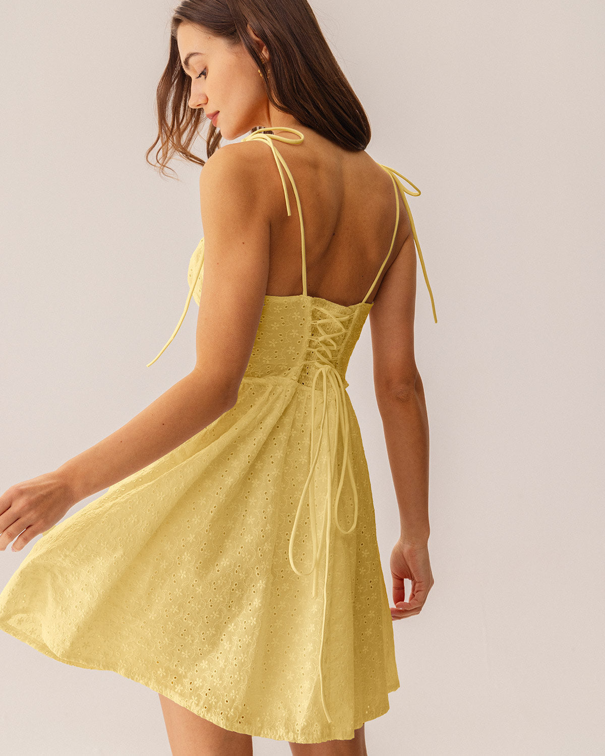 Yellow Ruched Corset Slip Mini Dress - Threadford