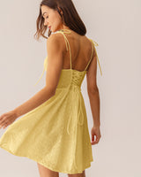 Yellow Ruched Corset Slip Mini Dress - Threadford