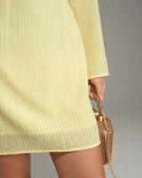 Yellow Square Neck A-Line Mini Dress - Threadford