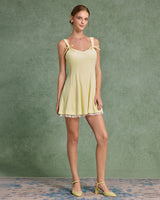 Yellow Square Neck A-Line Slip Mini Dress - Threadford