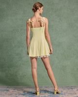 Yellow Square Neck A-Line Slip Mini Dress - Threadford