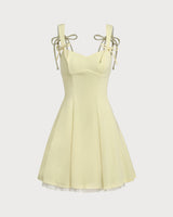 Yellow Square Neck A-Line Slip Mini Dress - Threadford