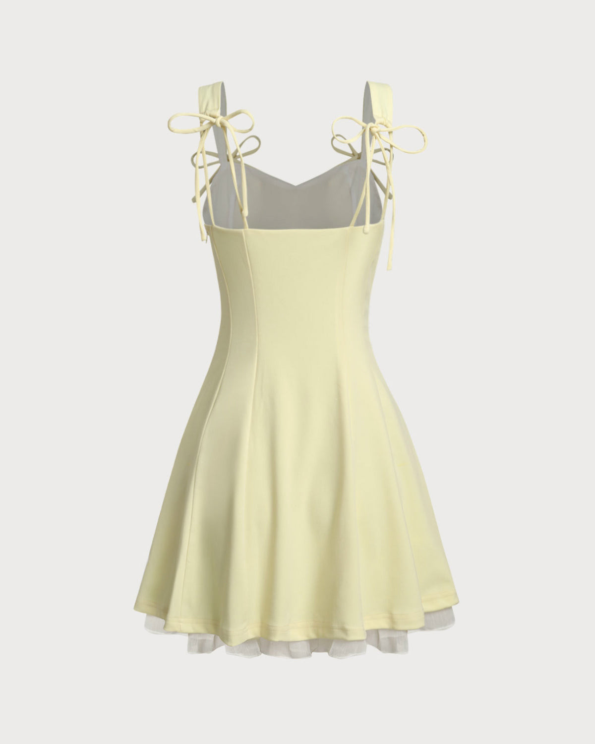 Yellow Square Neck A-Line Slip Mini Dress - Threadford