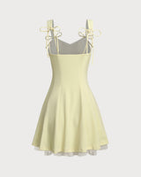 Yellow Square Neck A-Line Slip Mini Dress - Threadford