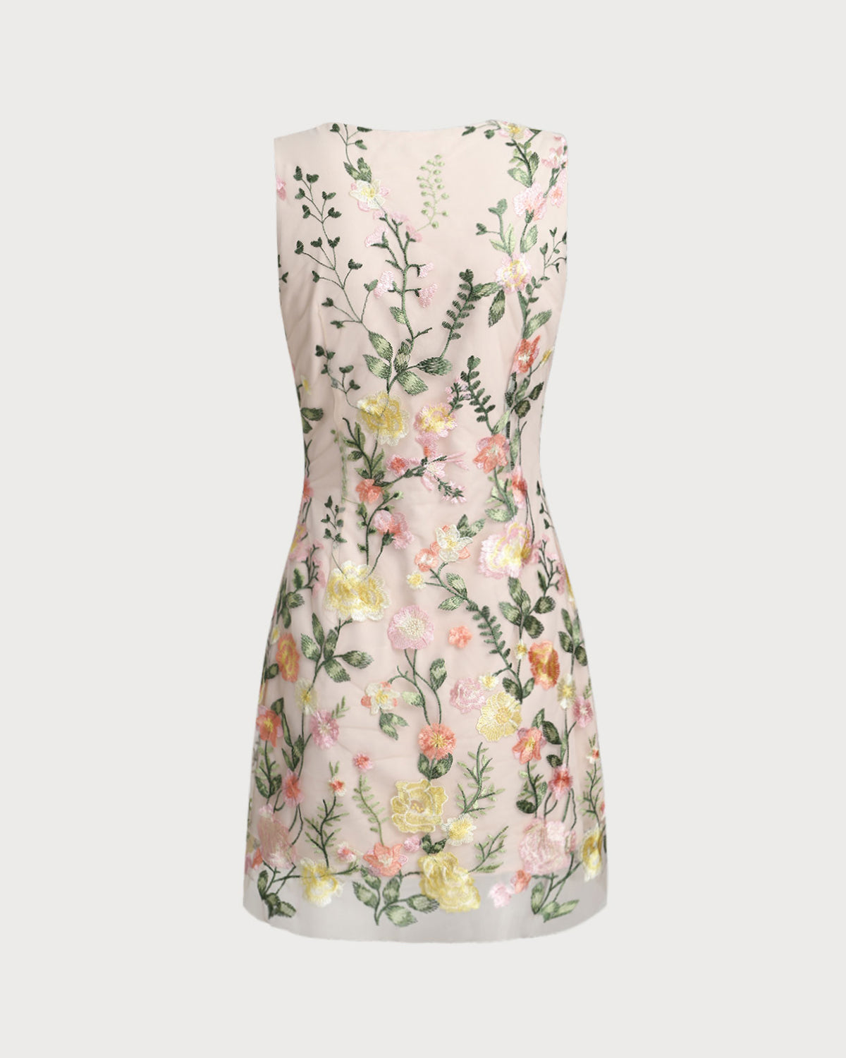 Yellow V Neck Floral Sleeveless Mini Dress - Threadford