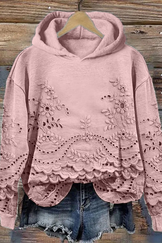 Lace Hoodie Sweatshirt - Threadford