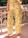 Sunny Flower Print Pocket Overalls - Threadford