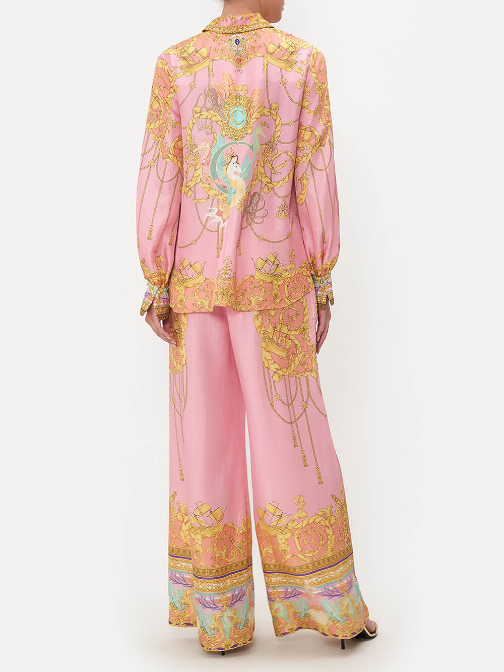 Special Print Fish Shape Loose High Waist Wide Leg Pants - Threadford