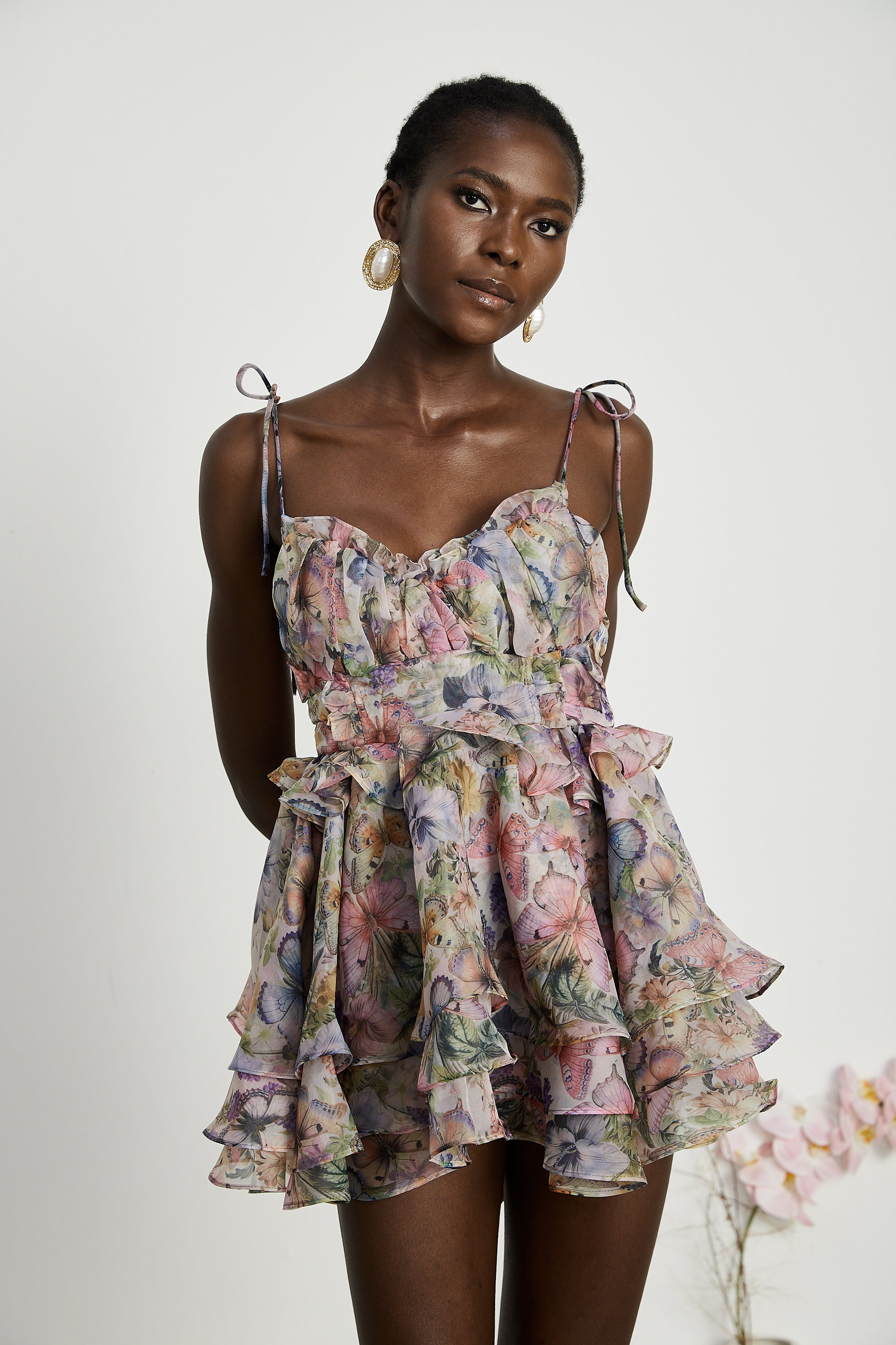 Juliette floral print pleated mini dress - Threadford