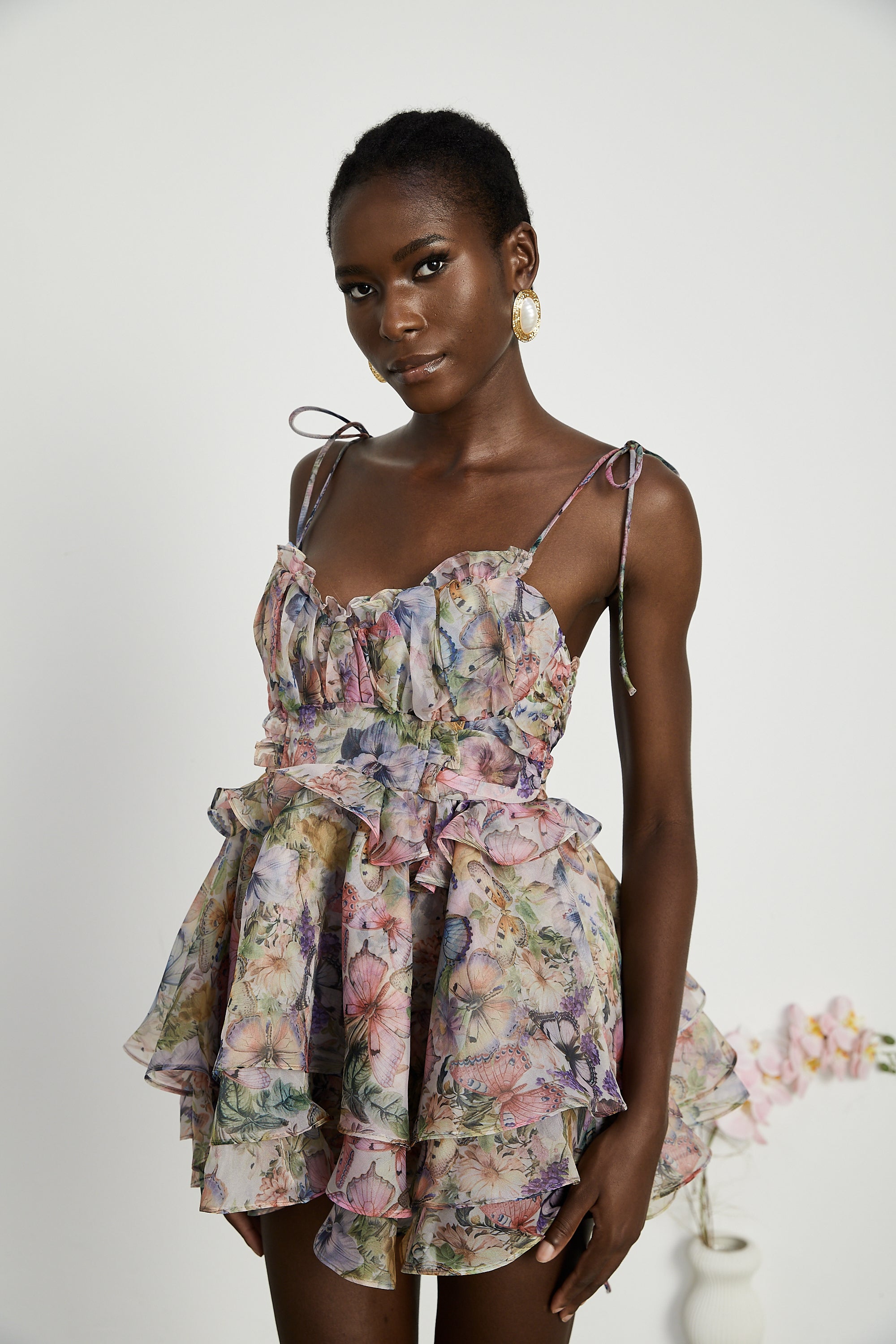 Juliette floral print pleated mini dress - Threadford