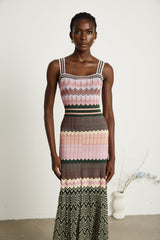 Daphné contrast-color knitted midi dress - Threadford