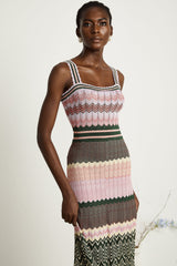 Daphné contrast-color knitted midi dress - Threadford