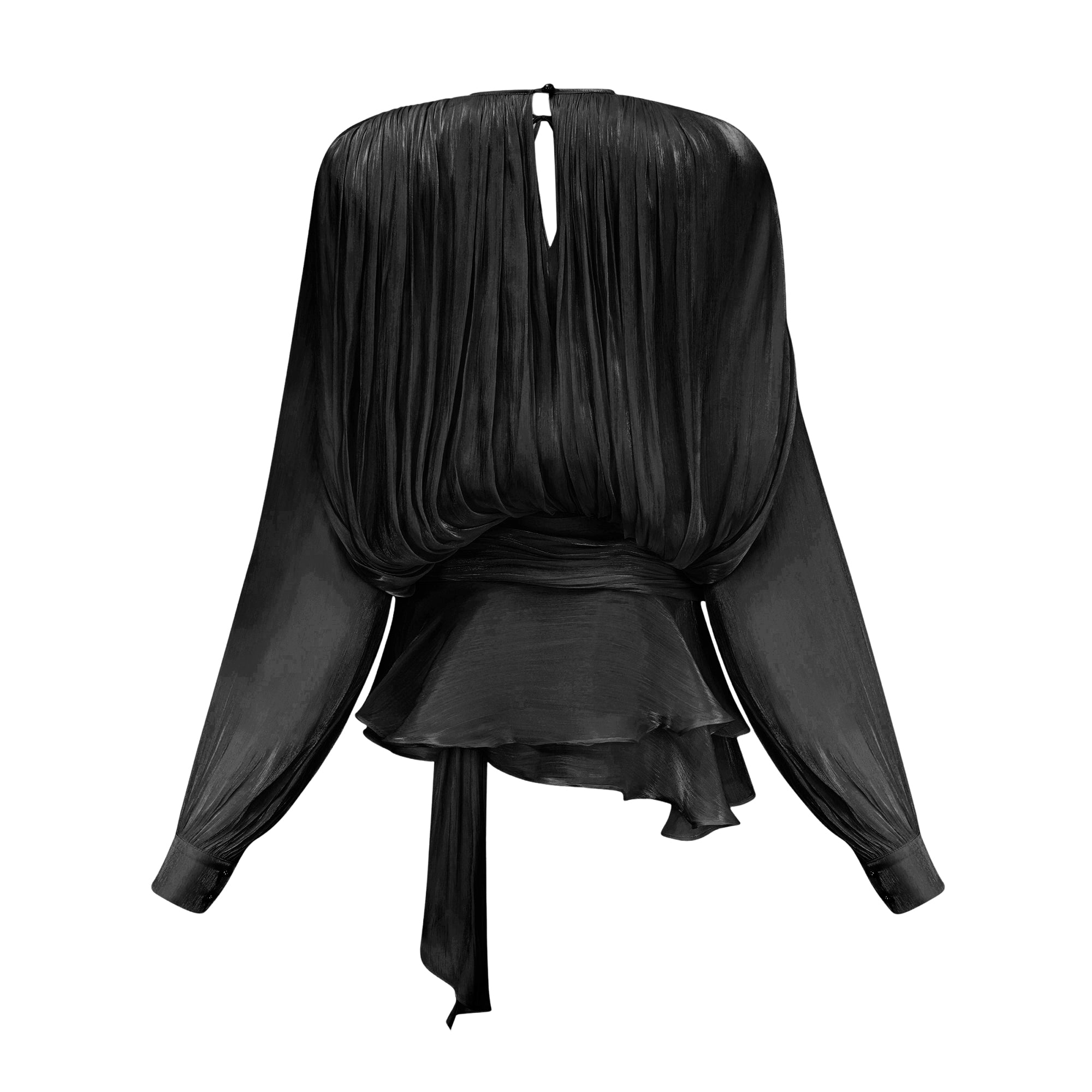 Eugénie Black Fully Pleated Ruffled Mini Dress - Threadford