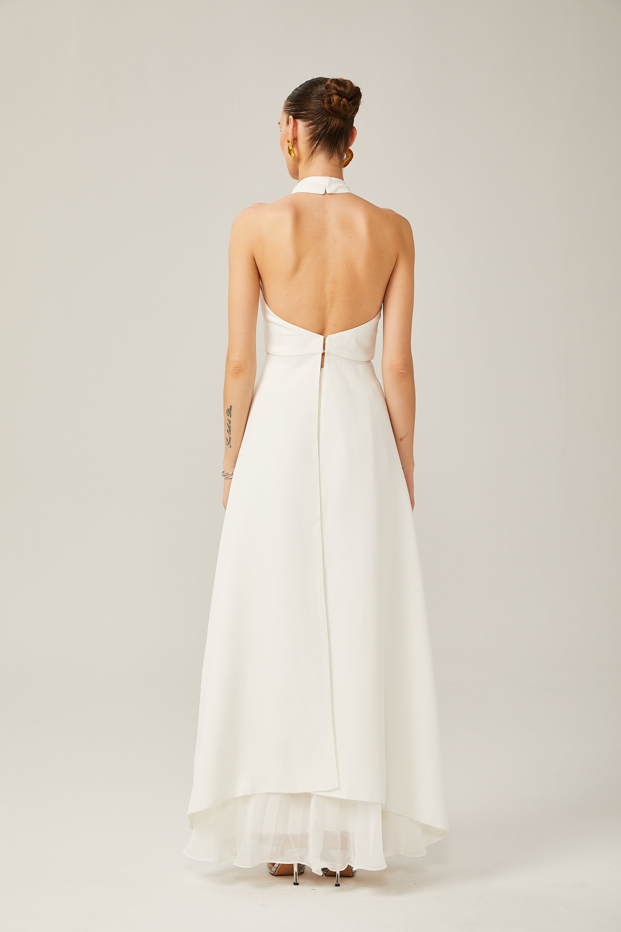 Inés halterneck layered long dress - Threadford