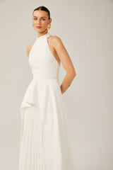 Inés halterneck layered long dress - Threadford