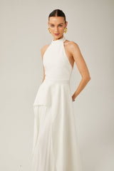 Inés halterneck layered long dress - Threadford