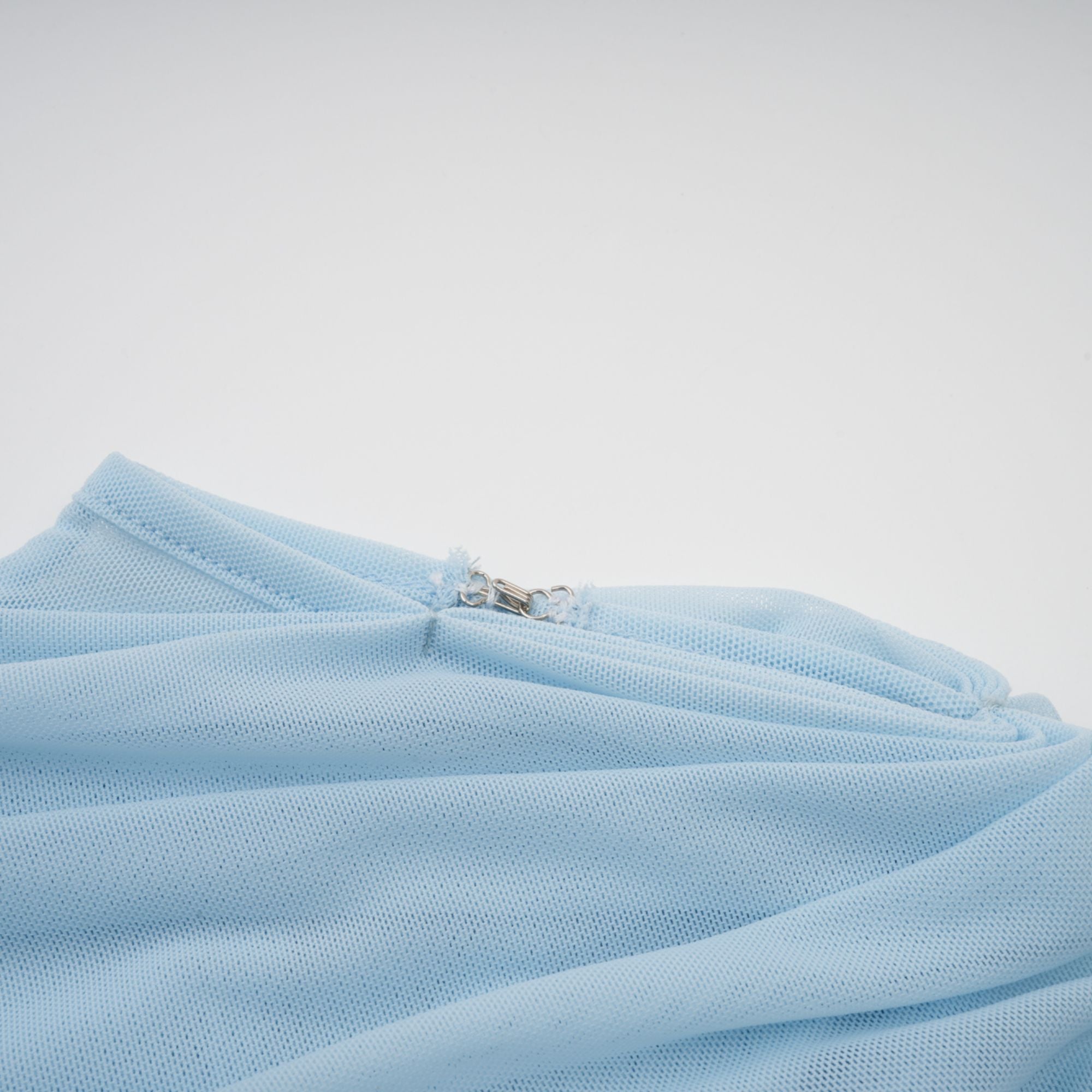 Catherine asymmetrical pleated maxi dress in Baby-blue - Threadford