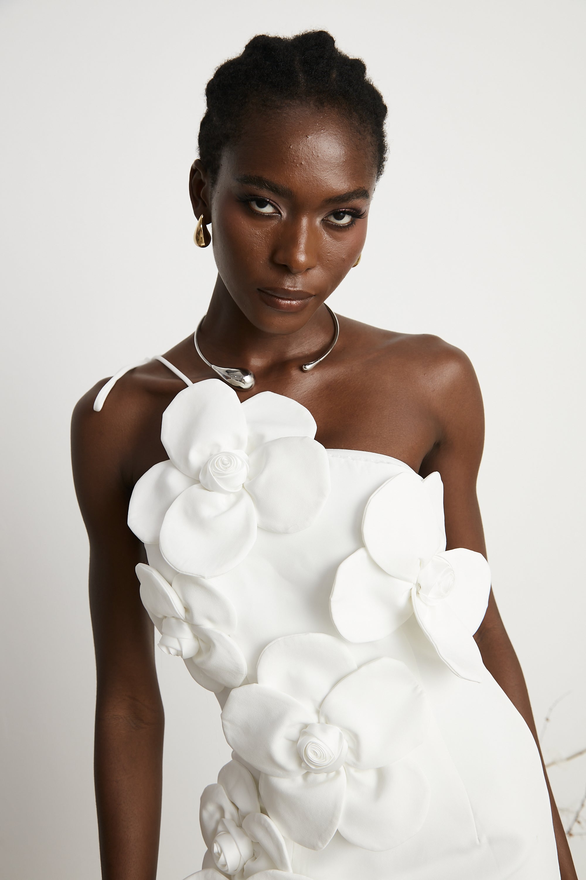 Liane White Floral Off-Shoulder Mini Dress - Threadford