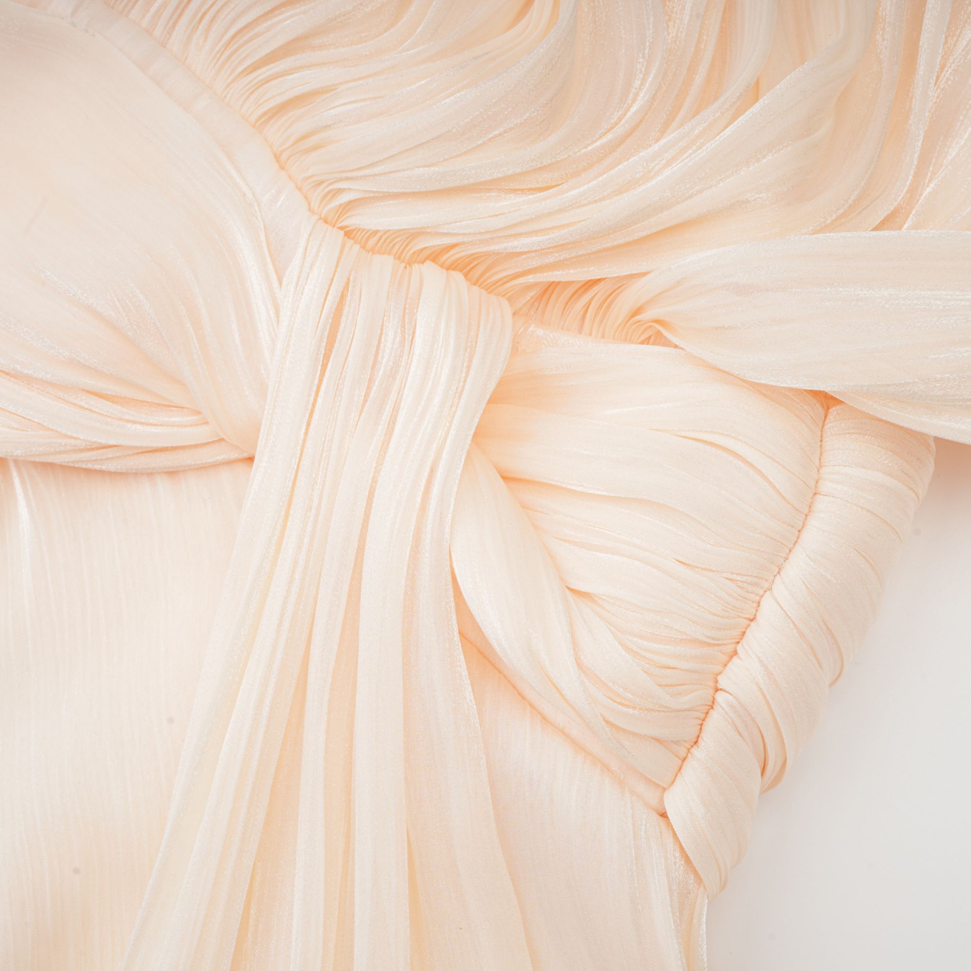 Eugénie Neutral Fully Pleated Ruffled Mini Dress - Threadford