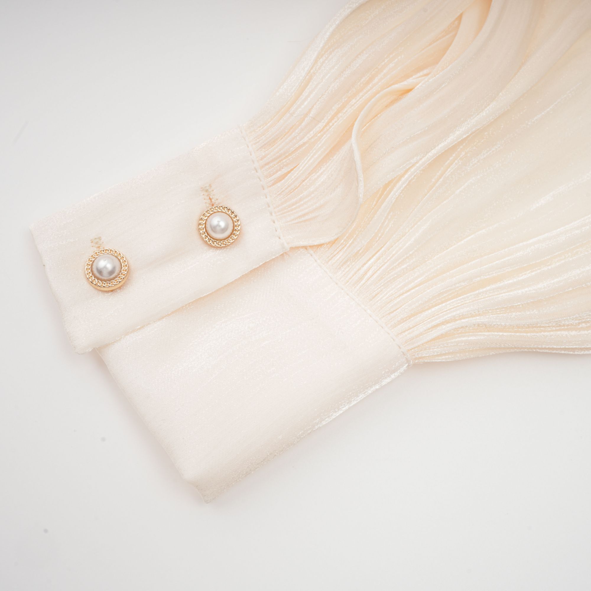 Eugénie Neutral Fully Pleated Ruffled Mini Dress - Threadford