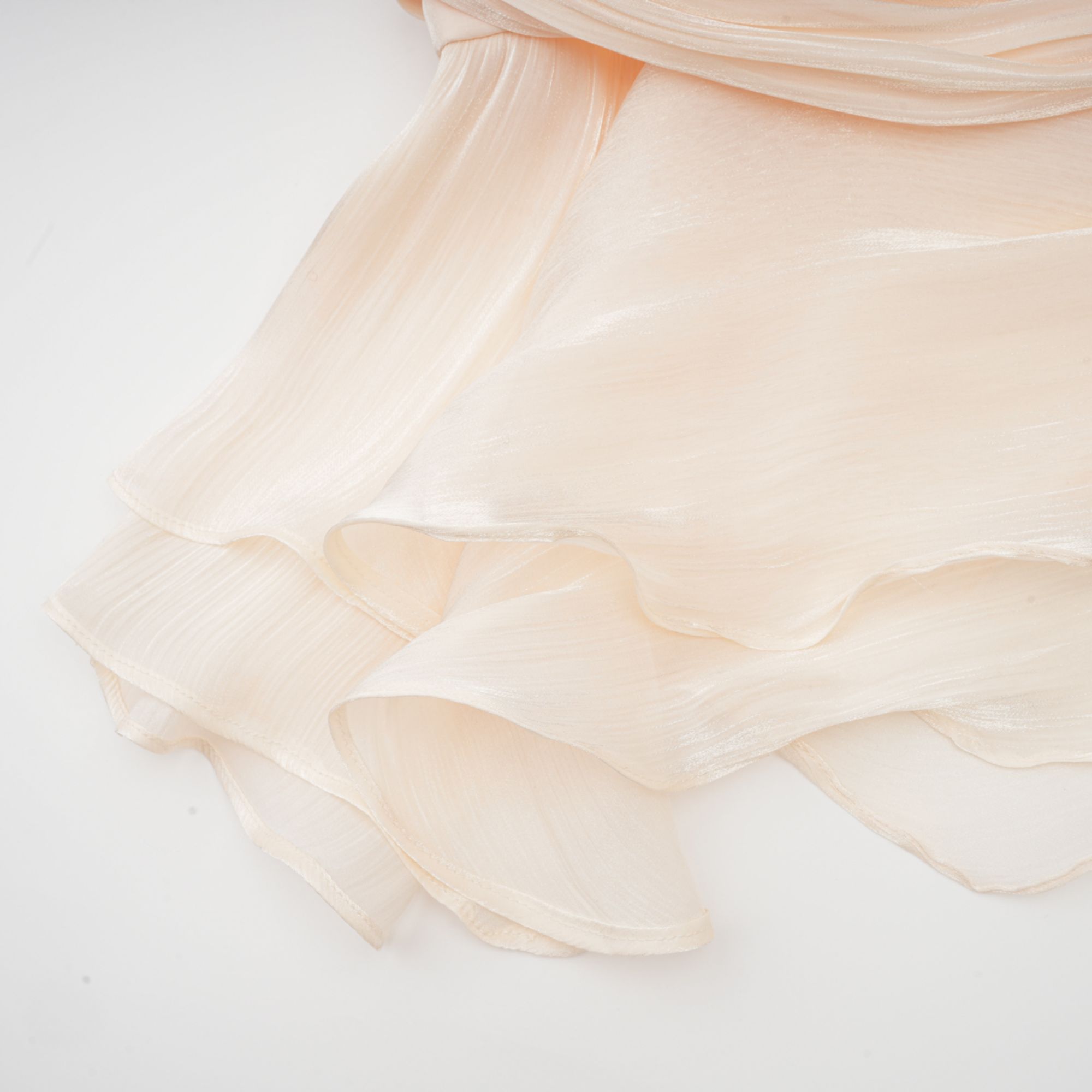 Eugénie Neutral Fully Pleated Ruffled Mini Dress - Threadford