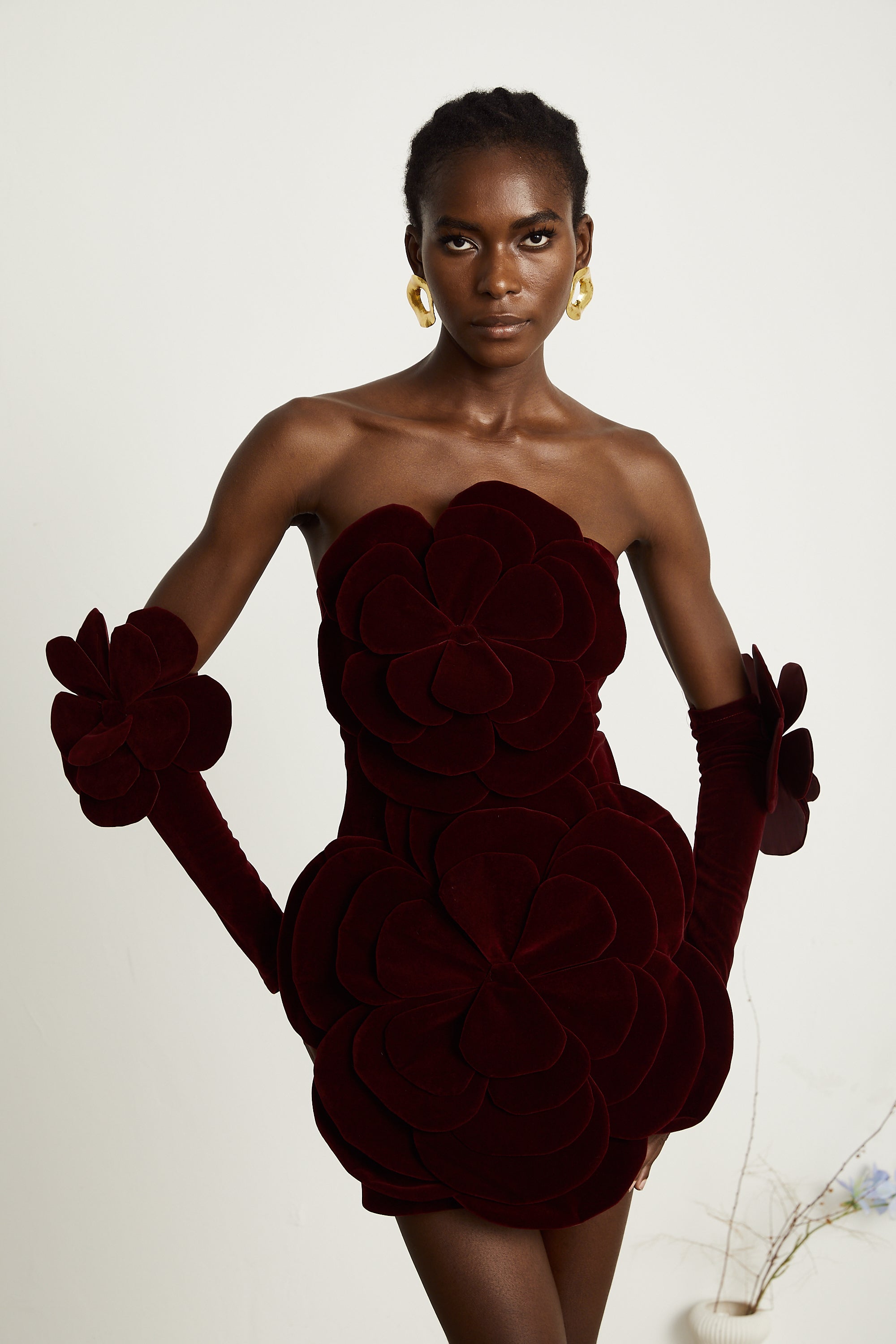Azura Red Floral Appliqué Mini Dress - Threadford
