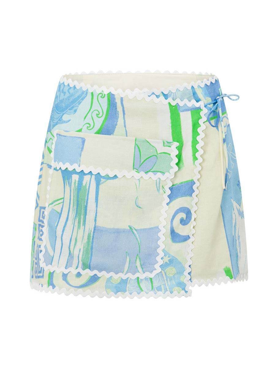 Unique Painted Print Irregular Skirt - Threadford