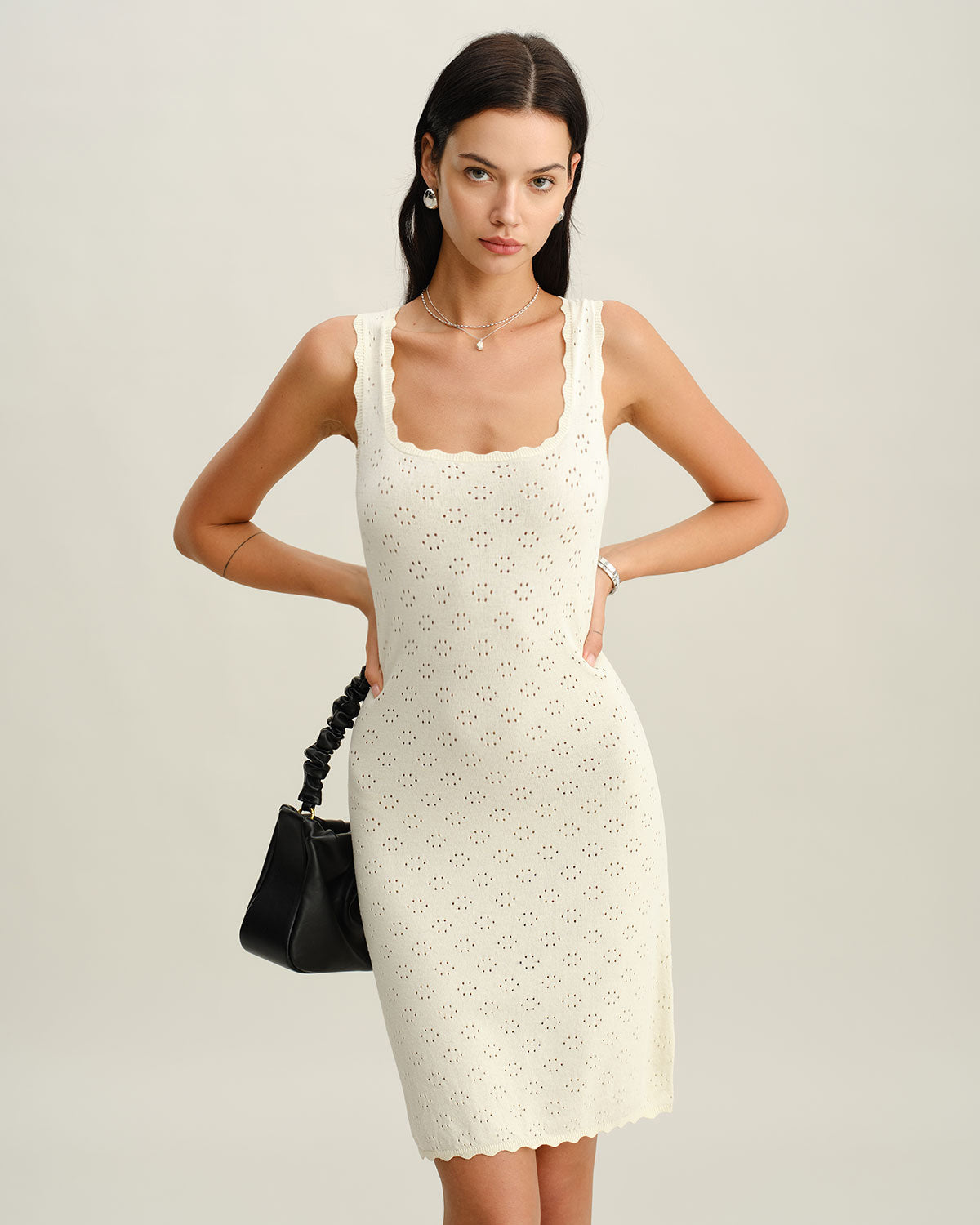 Apricot Square Neck Slip Sweater Dress - Threadford