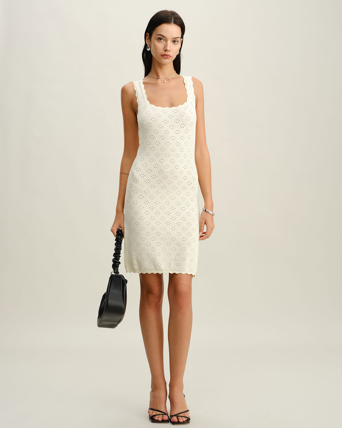 Apricot Square Neck Slip Sweater Dress - Threadford