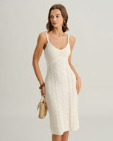 Beige Bodycon Slip Sweater Dress - Threadford