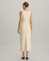 Beige Sleeveless Button Sweater Dress - Threadford