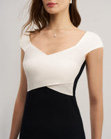 Black Contrast Bodycon Slip Sweater Dress - Threadford