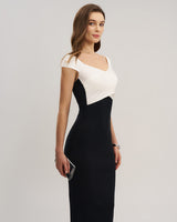 Black Contrast Bodycon Slip Sweater Dress - Threadford