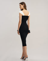 Black Contrast Bodycon Slip Sweater Dress - Threadford