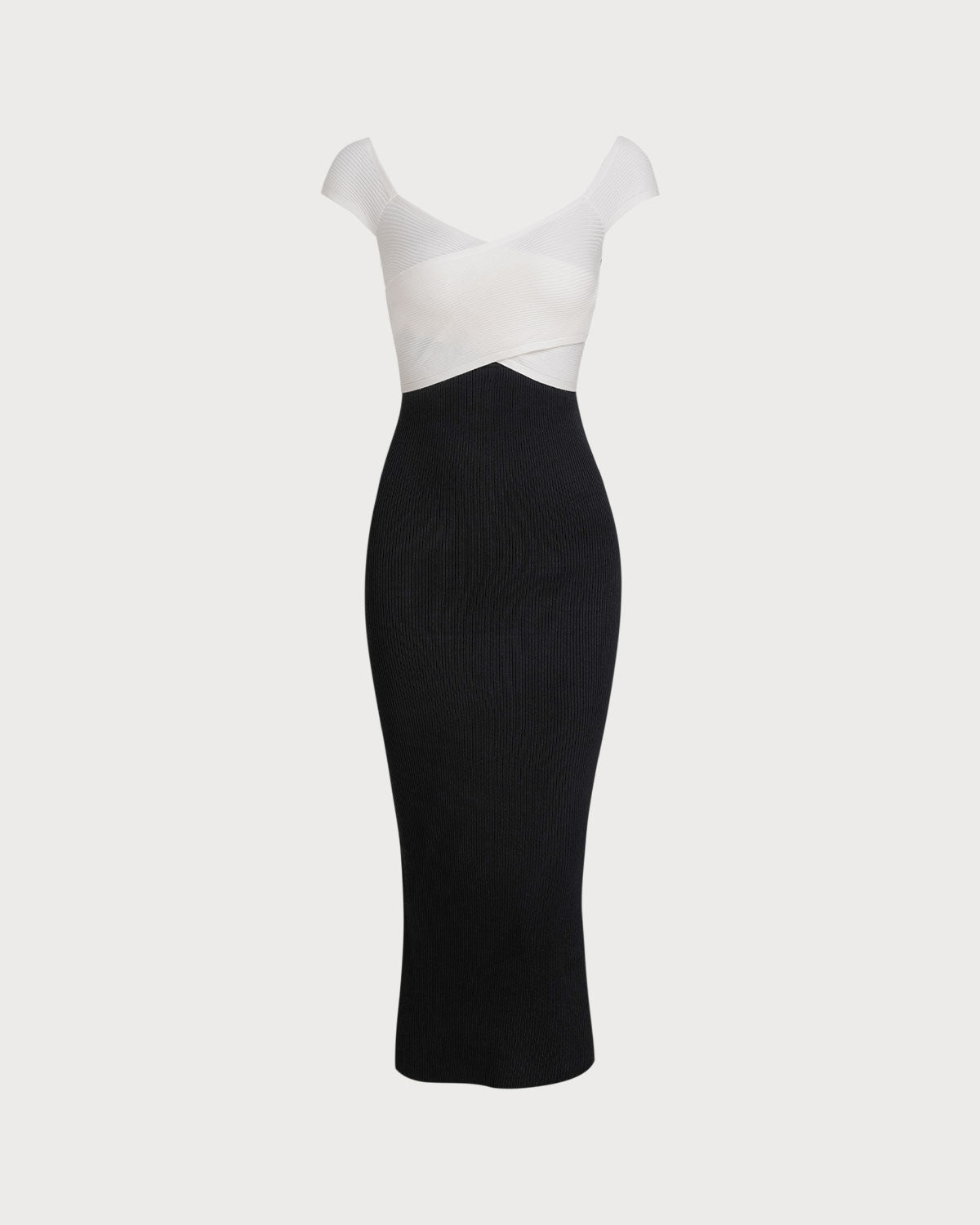 Black Contrast Bodycon Slip Sweater Dress - Threadford