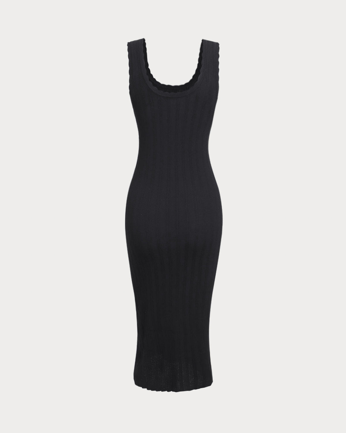 Black U Neck Bodycon Sleeveless Sweater Dress - Threadford