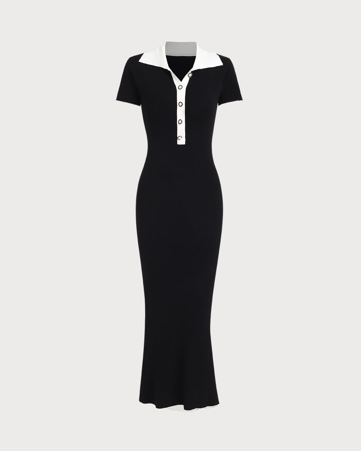 Black Contrast Bodycon Sweater Maxi Dress - Threadford