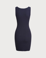 Blue Bodycon Sleeveless Sweater Dress - Threadford