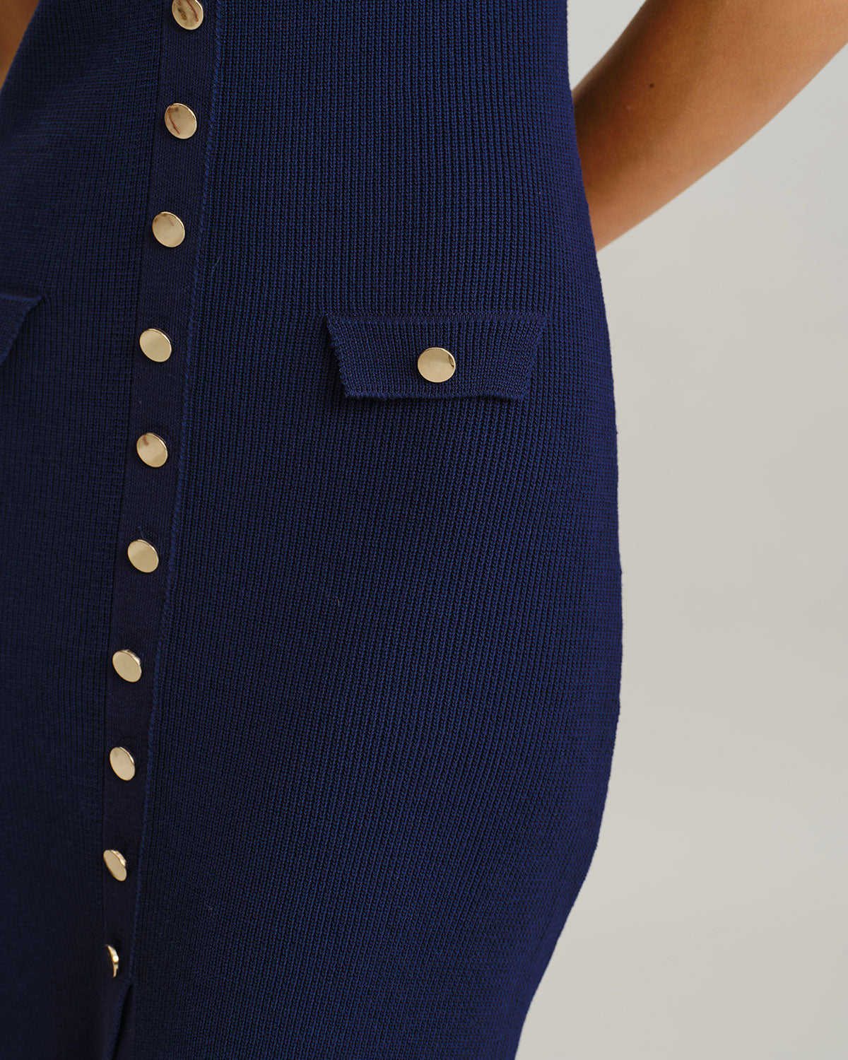 Blue U Neck Sleeveless Sweater Dress - Threadford